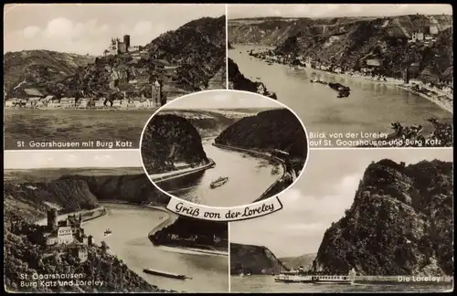 Ansichtskarte Sankt Goar Mehrbild: Rhein Dampfer Burgen 1963