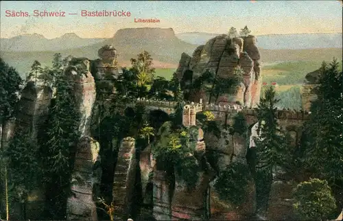 Ansichtskarte Rathen Basteibrücke Sächsische Schweiz 1910