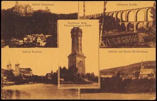 Rochlitz Umland-Ansichten (Göhrener Brücke, Schloss Rochlitz & Rochsburg) 1910