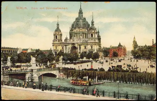 Ansichtskarte Mitte-Berlin Dom mit Schlossfreiheit 1909