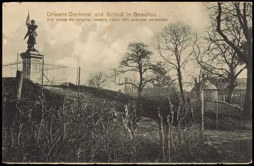 Ansichtskarte  Orleans-Denkmal und Schloß in Beaulieu 1916   1. WK Feldpost