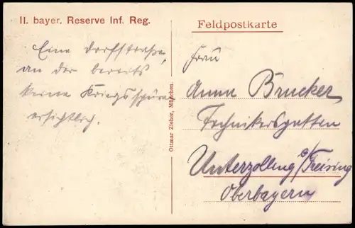 Ortsansicht Ort  Feldpostkarte 1. Weltkrieg II. bayer. Reserve Inf. Reg. 1914