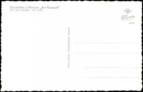 Ansichtskarte Timmendorfer Strand Gaststätte u. Pension Am Kurpark 1961