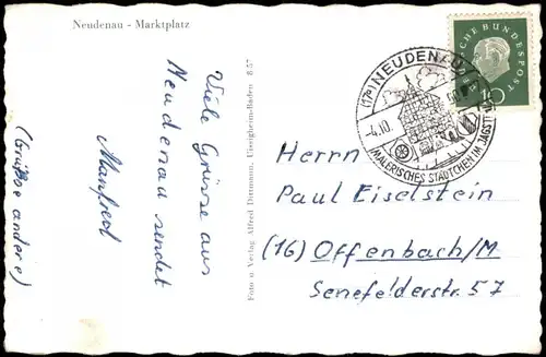 Ansichtskarte Neudenau Marktplatz 1960