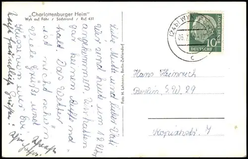 Ansichtskarte Wyk (Föhr) Charlottenburger Heim - Südstrand 1955