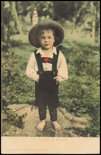 Ansichtskarte  Kinder Junge in Tracht Österreich I hab' a Freud'! 1911