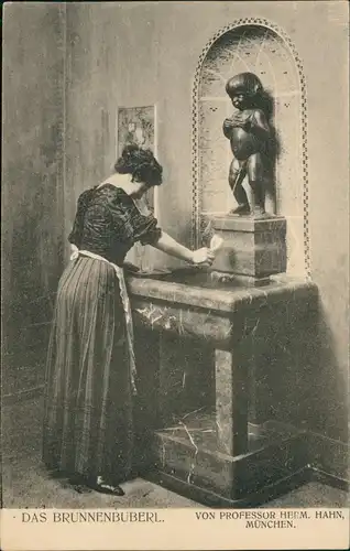 Ansichtskarte München BRUNNENBUBERL VON HERM. HAHN. 1910
 gel. Prinz Wolkonsky