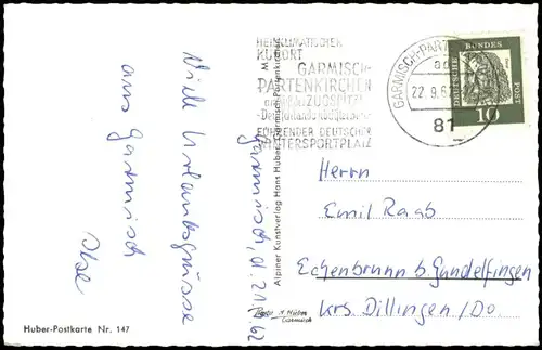 Garmisch-Partenkirchen Partenkirchen Zugspitzgruppe 1962