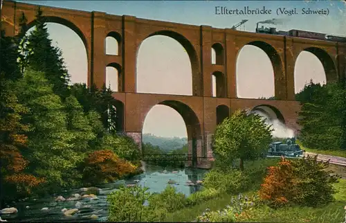 Jocketa-Pöhl Vogtländische Schweiz Elstertalbrücke Eisenbahn-Brücke 1910