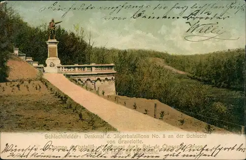 Gravelotte Umland-Ansicht: Schlachtfeld  Jägerbataillons No. 8 1908