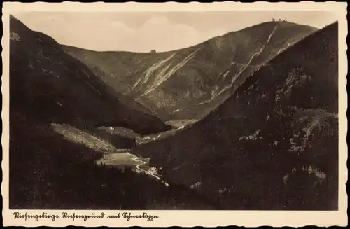 Petzer Pec pod Sněžkou Riesengrund Riesengebirge m. Schneekoppe 1936