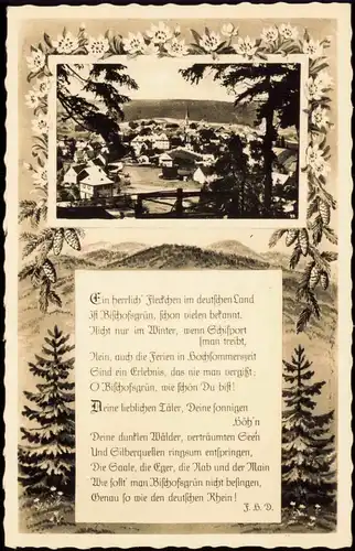 Ansichtskarte Bischofsgrün Stadtblick - Gedicht 1956