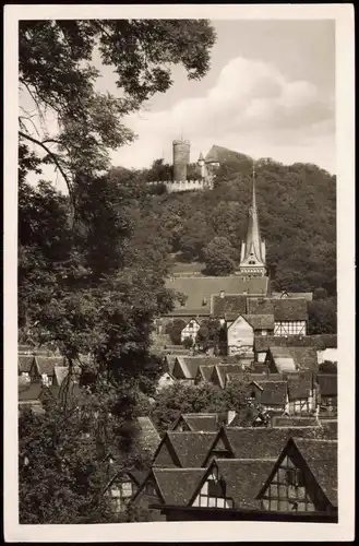 Ansichtskarte Biedenkopf Schloss/Burg und Blick auf Kirche 1950