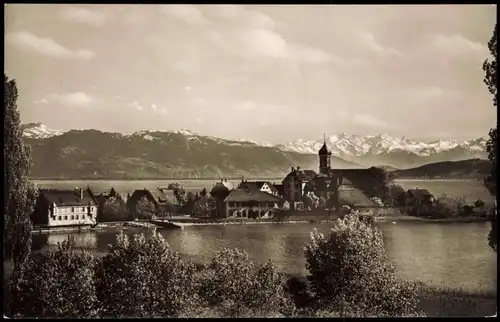 Wasserburg am Bodensee Panorama-Ansicht Blick gegen Schweizer Alpen 1960