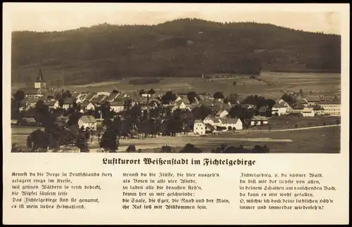 Ansichtskarte Weißenstadt Stadt, Text 1954