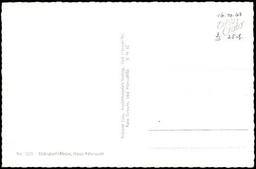 Ansichtskarte Rhöndorf-Bad Honnef Haus Adenauer 1963