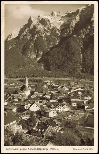 Ansichtskarte Mittenwald Blick auf die Stadt 1953