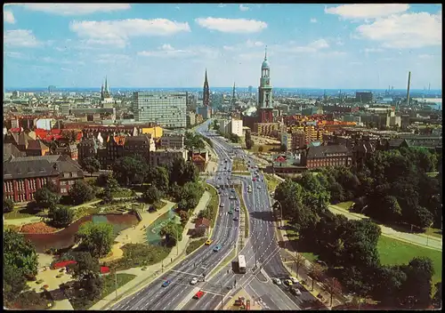 Ansichtskarte Hamburg Panorama-Ansicht mit Ost-West-Straße 1970