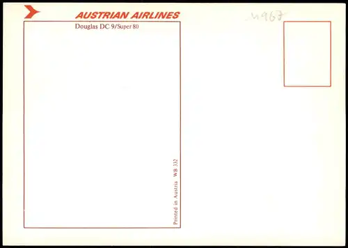 Flugzeug Airplane Avion AUSTRIAN AIRLINES Douglas DC 9 Super 80 1980