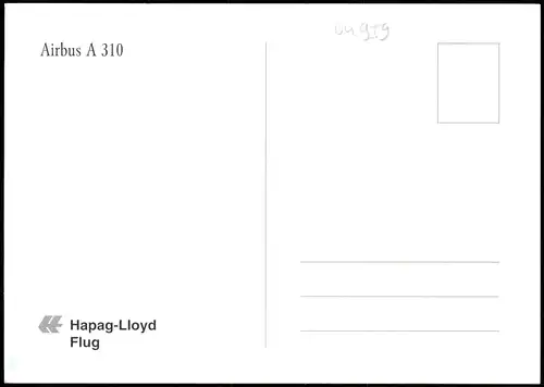 Ansichtskarte  Flugzeug Airplane Avion Hapag-Lloyd Airbus A 310 1980