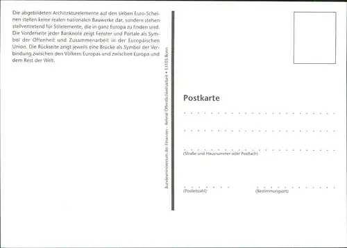 Ansichtskarte  Geldscheine Vorderseite Rückseite der 200 EURO Banknote 2000
