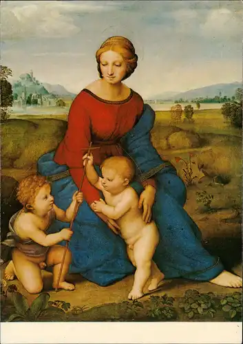 Künstlerkarte Gemälde: RAFFAELLO SANTI (1483-1520) Die Madonna im Grünen 1978