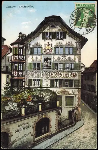 Ansichtskarte Luzern Lucerna Stadtteilansicht Partie am Stadtkeller 1910