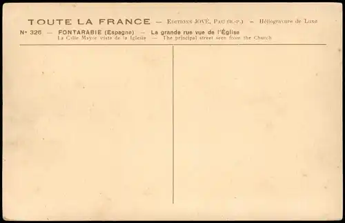 .Frankreich FONTARABIE (Espagne) La grande rue vue de l'Église 1920