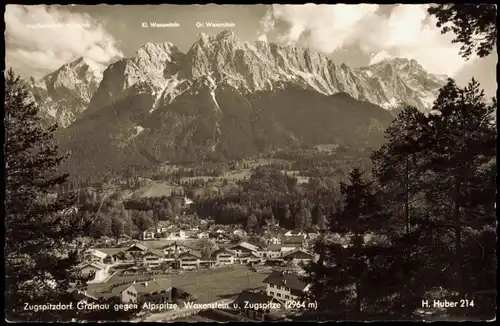 Grainau Panorama-Ansicht Zugspitzdorf, Waxenstein, Zugspitze 1966