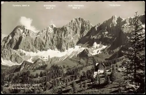 Ansichtskarte Dachstein Austria Hütte mit Dachstein 1961