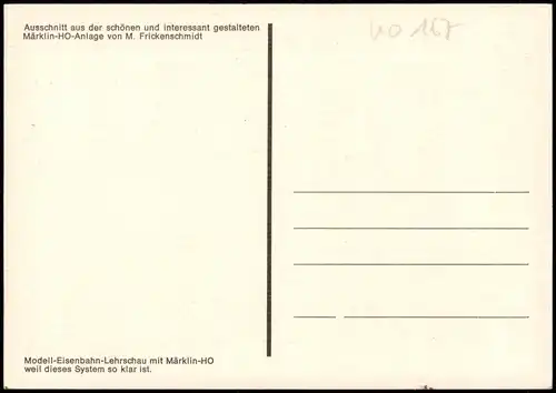 Ansichtskarte  Modelleisenbahn Märklin-HO-Anlage von M. Frickenschmidt 1979