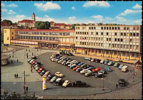 Ansichtskarte Kassel Hauptbahnhof, Parkplatz VW Käfer 1967