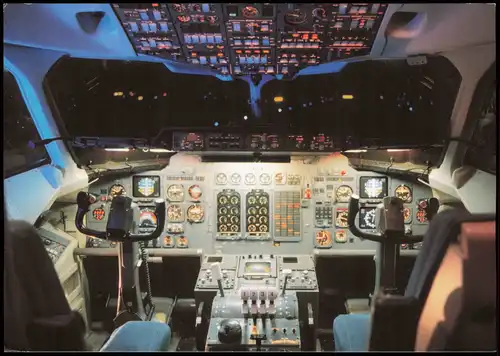 Flugzeug Airplane Avion BAe 146 Eurowings Cockpit Innenansicht 1990