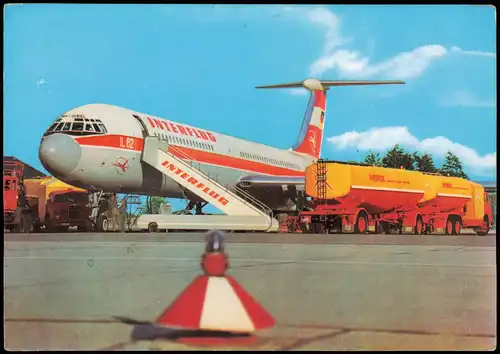 Ansichtskarte  Flugzeug Airplane Avion INTERFLUG IL 62 Minol Tank LKW 731973