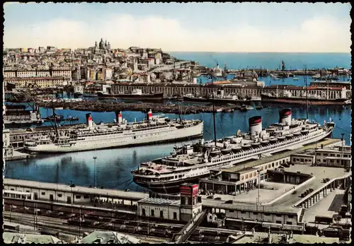 Cartoline Genua Genova (Zena) Dampfer Steamer Transatlantici in Porto 1954
