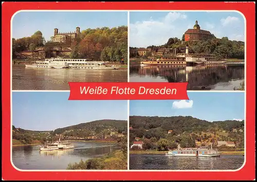 Dresden Oberelbe,  Oberdeckdampfer Weltfrieden, Moterschiff Typ III Bastei 1990