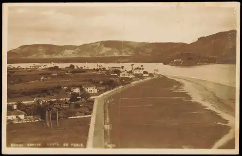 Postcard Santos Stadt und Strandpartie 1929