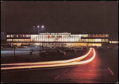 Ansichtskarte Schönefeld-Berlin Flughafen bei Nacht 1980