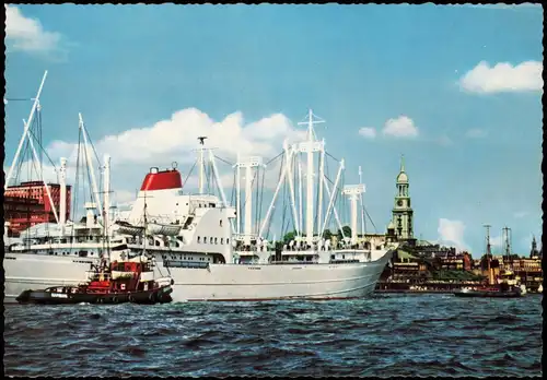 Ansichtskarte Hamburg Hafen und Michaeliskirche 1970
