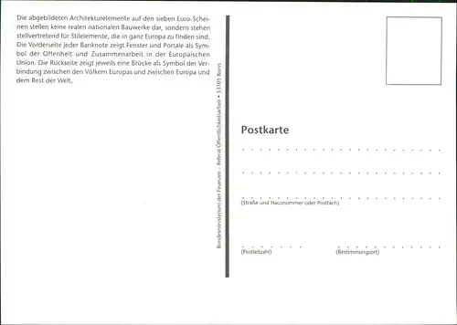 Ansichtskarte  Geldscheine Vorderseite Rückseite der 20 EURO Banknote 2000