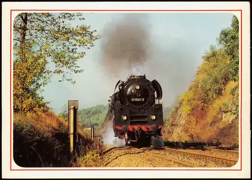 Unterwellenborn Eisenbahn Lok 01 0521 zwischen Saalfeld (Saale) 1985
