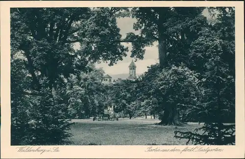 Ansichtskarte Waldenburg (Sachsen) Partie aus dem fürstlichen Lustgarten 1928