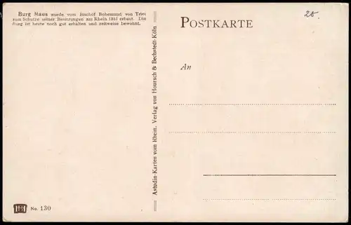 Ansichtskarte Wellmich-St. Goarshausen Burg Maus, Ort - Künstlerkarte 1915