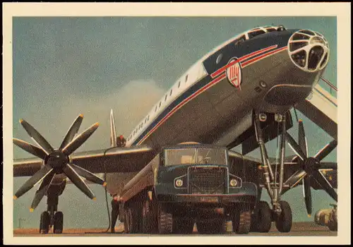 Flugzeug Airplane Avion АЭРОФЛОТ The giant TU-114 passenger turbojet 1978