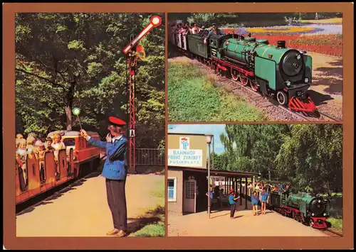 Dresden DDR Mehrbild-AK Dresdner Parkeisenbahn Pioniereisenbahn 1988