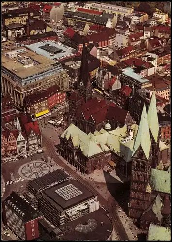 Ansichtskarte Bremen Luftbild Blick auf den Marktplatz 1970