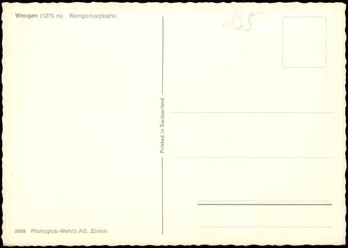 Ansichtskarte Wengen BE Panorama-Ansicht mit Wengernalpbahn 1980