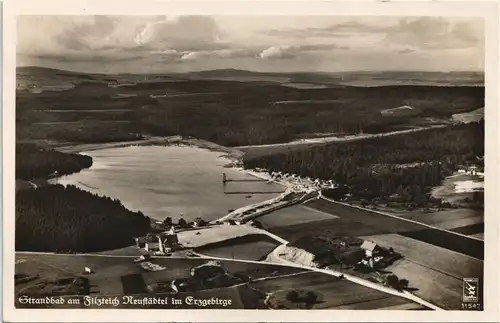 Ansichtskarte Schneeberg (Erzgebirge) Strandbad Filzteich - Luftbild 1934