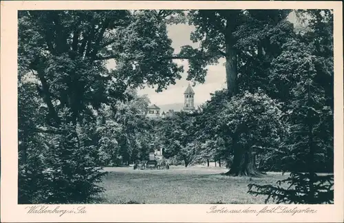 Ansichtskarte Waldenburg (Sachsen) Partie  fürstlicher Lustgarten 1928