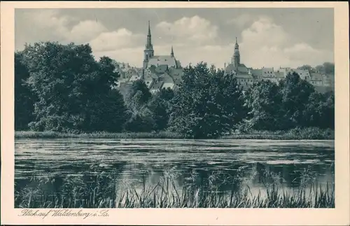 Ansichtskarte Waldenburg (Sachsen) Blick auf die Stadt über den Fluss 1928